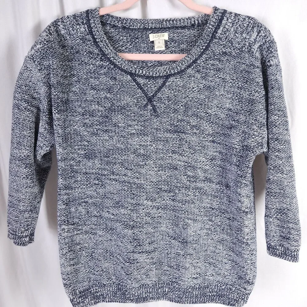 J.Crew Gray Blue Seed Stitch Pullover Sweater Women's Small